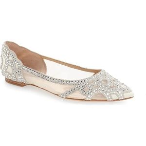 Badgley Mischka Gigi Ivory Bridal Flats